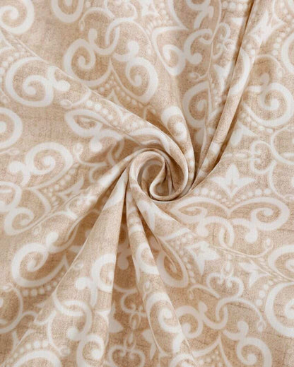 Beige Motif Cotton Double Bed Size Quilt | 100 x 90 inches