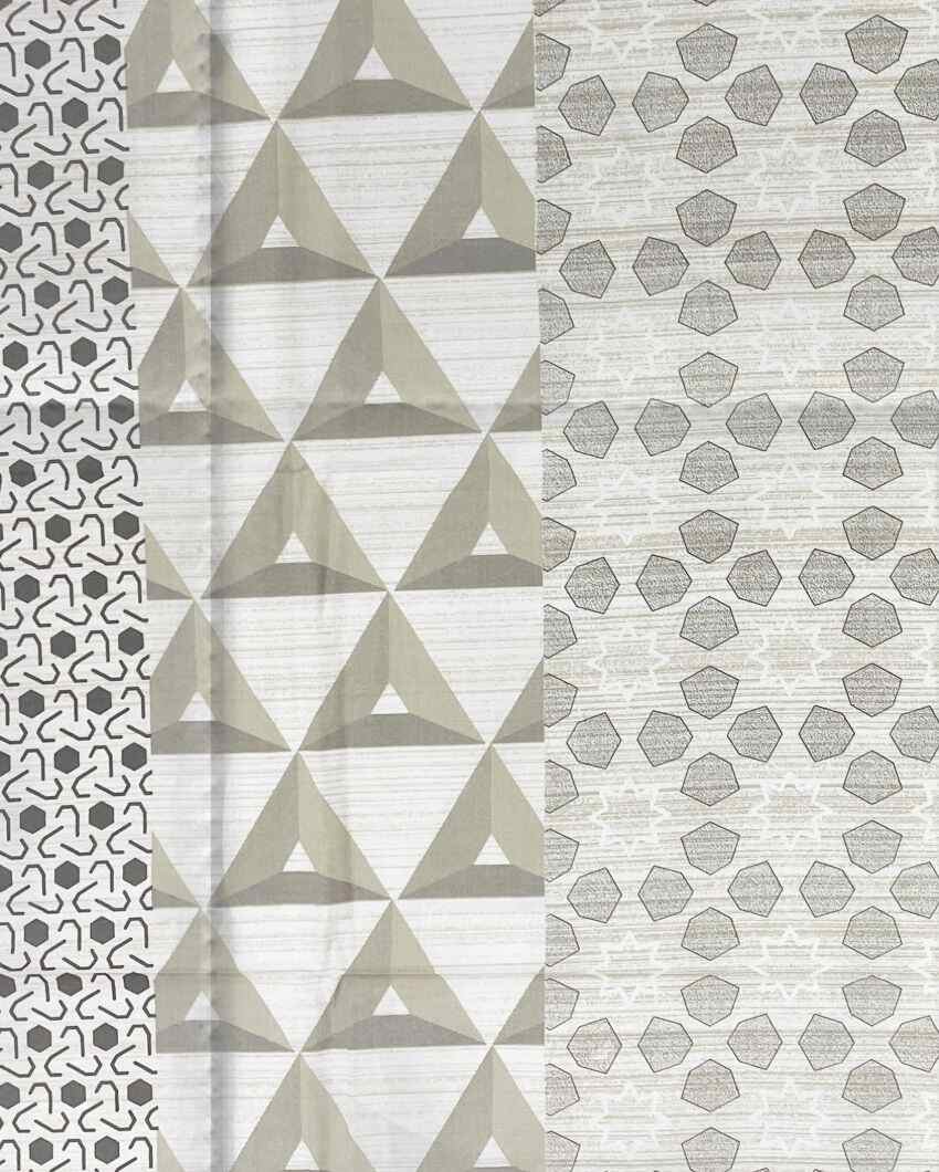 Ananda Beige Geometric Cotton Double Bed Size Quilt | 100 x 90 inches