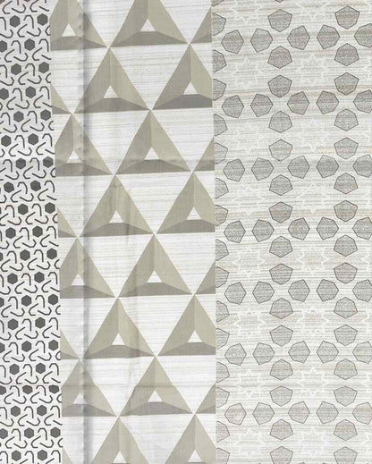 Ananda Beige Geometric Cotton Double Bed Size Quilt | 100 x 90 inches