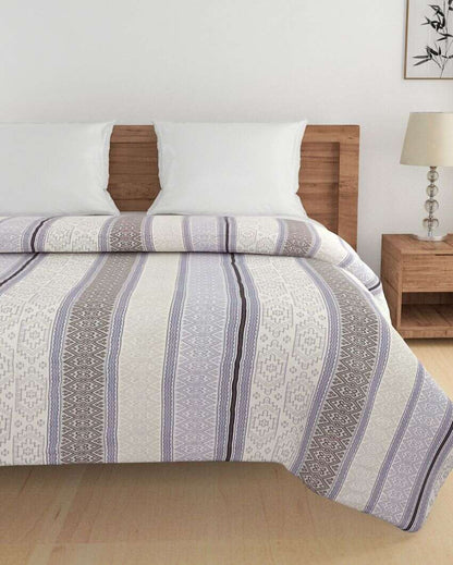 Ananda Blue Geometric Cotton Double Bed Size Quilt | 100 x 90 inches