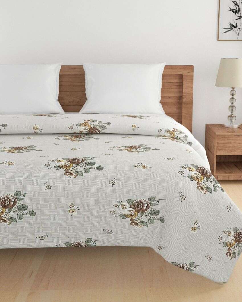 Ananda Chic Floral Cotton Double Bed Size Quilt | 100 x 90 inches