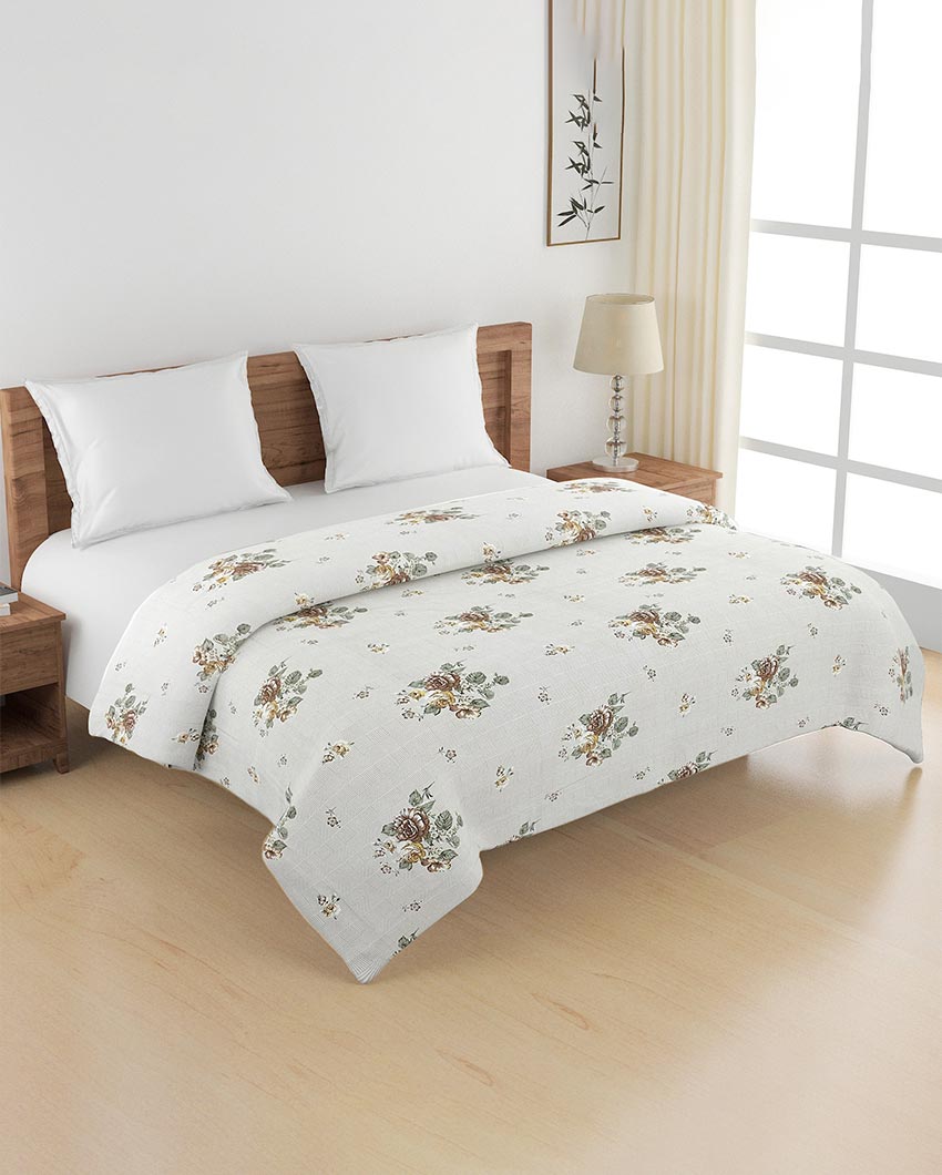 Ananda Chic Floral Cotton Double Bed Size Quilt | 100 x 90 inches