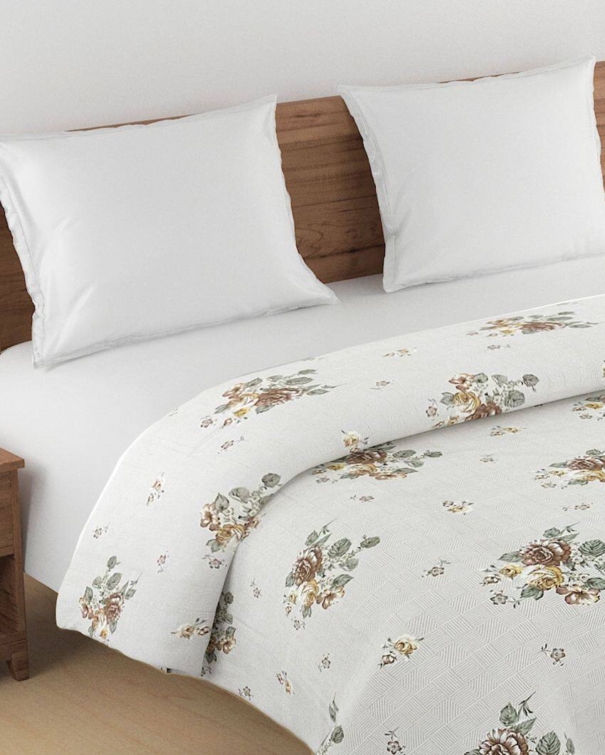 Ananda Chic Floral Cotton Double Bed Size Quilt | 100 x 90 inches