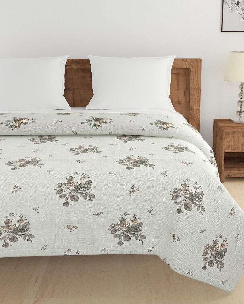 Ananda Chic Floral Cotton Double Bed Size Quilt | 100 x 90 inches