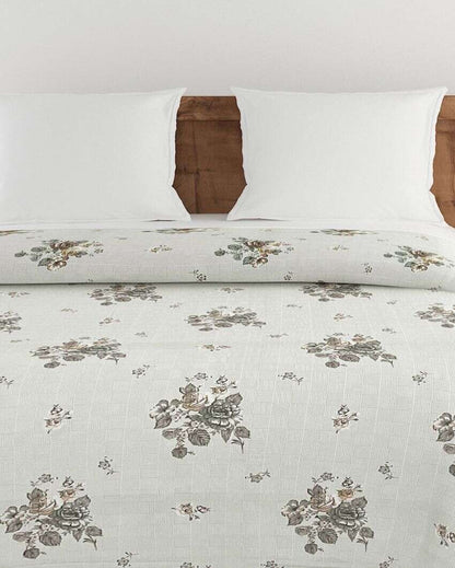 Ananda Chic Floral Cotton Double Bed Size Quilt | 100 x 90 inches