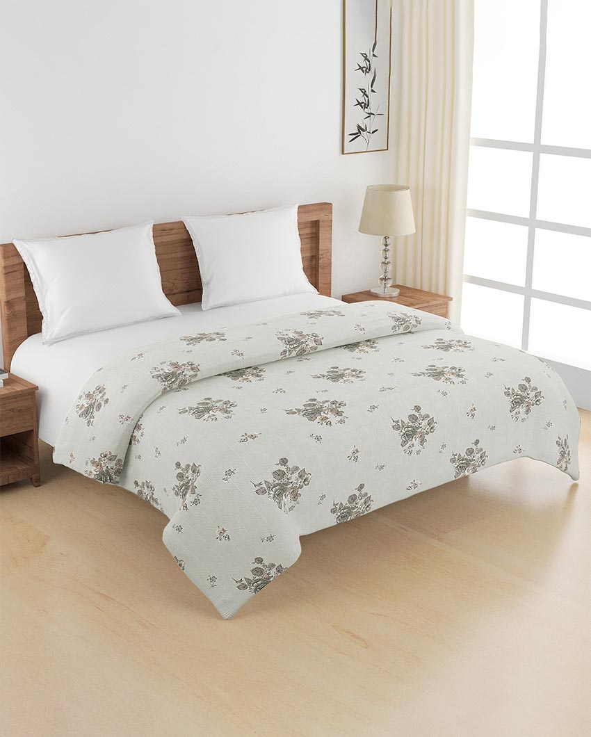 Ananda Chic Floral Cotton Double Bed Size Quilt | 100 x 90 inches