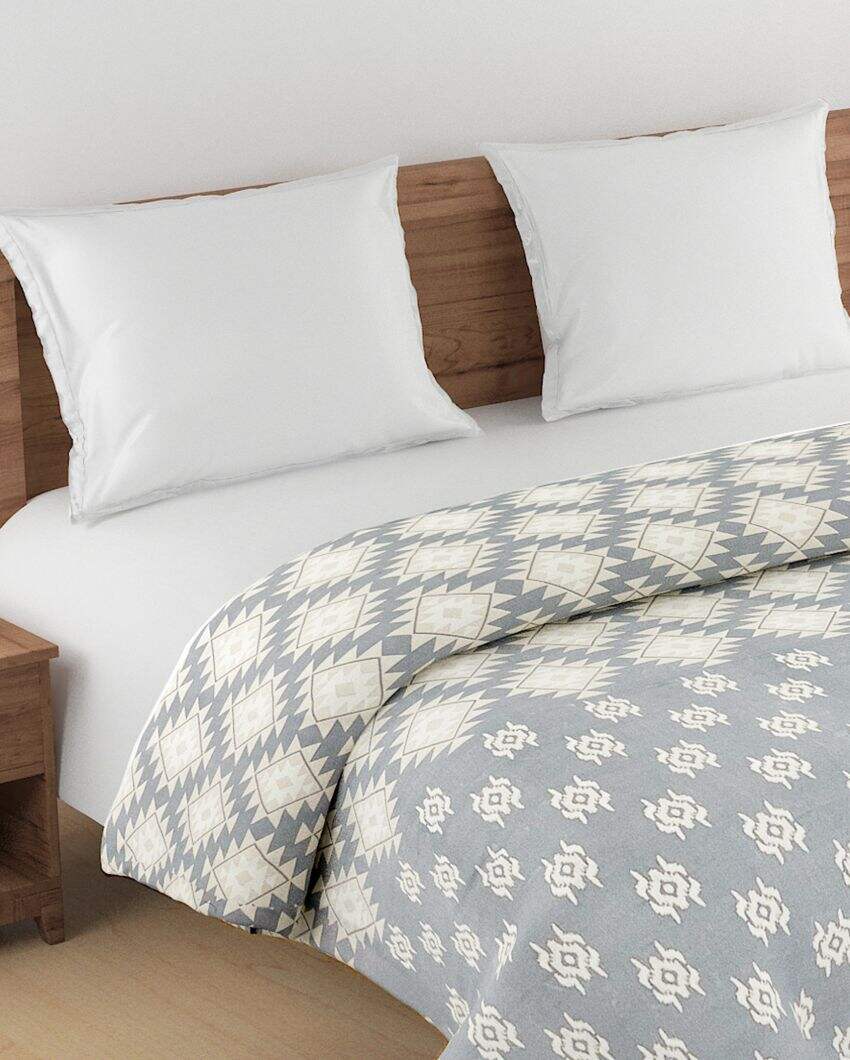 Ananda Grey Abstract Cotton Double Bed Size Quilt | 100 x 90 inches