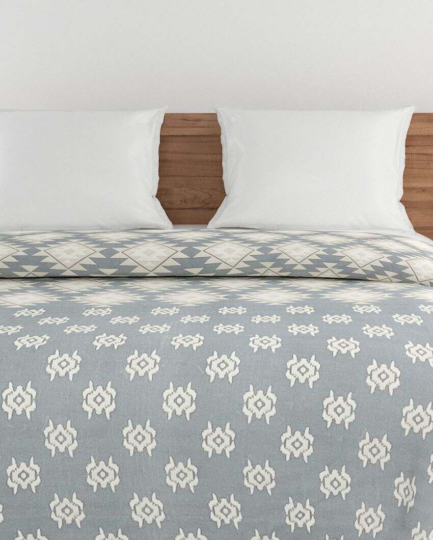 Ananda Grey Abstract Cotton Double Bed Size Quilt | 100 x 90 inches