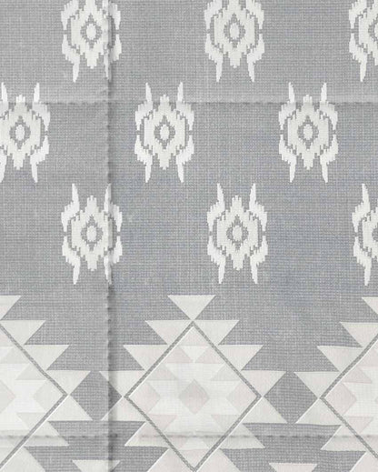 Ananda Grey Abstract Cotton Double Bed Size Quilt | 100 x 90 inches