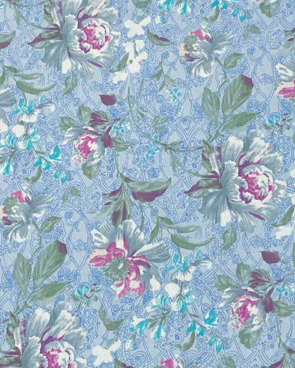 Midas Monalisa Blue Floral Cotton Double Bed Size Quilt | 100 x 90 inches