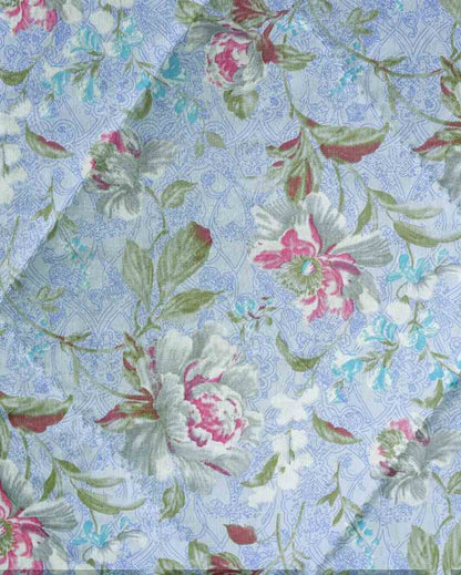 Midas Monalisa Blue Floral Cotton Double Bed Size Quilt | 100 x 90 inches