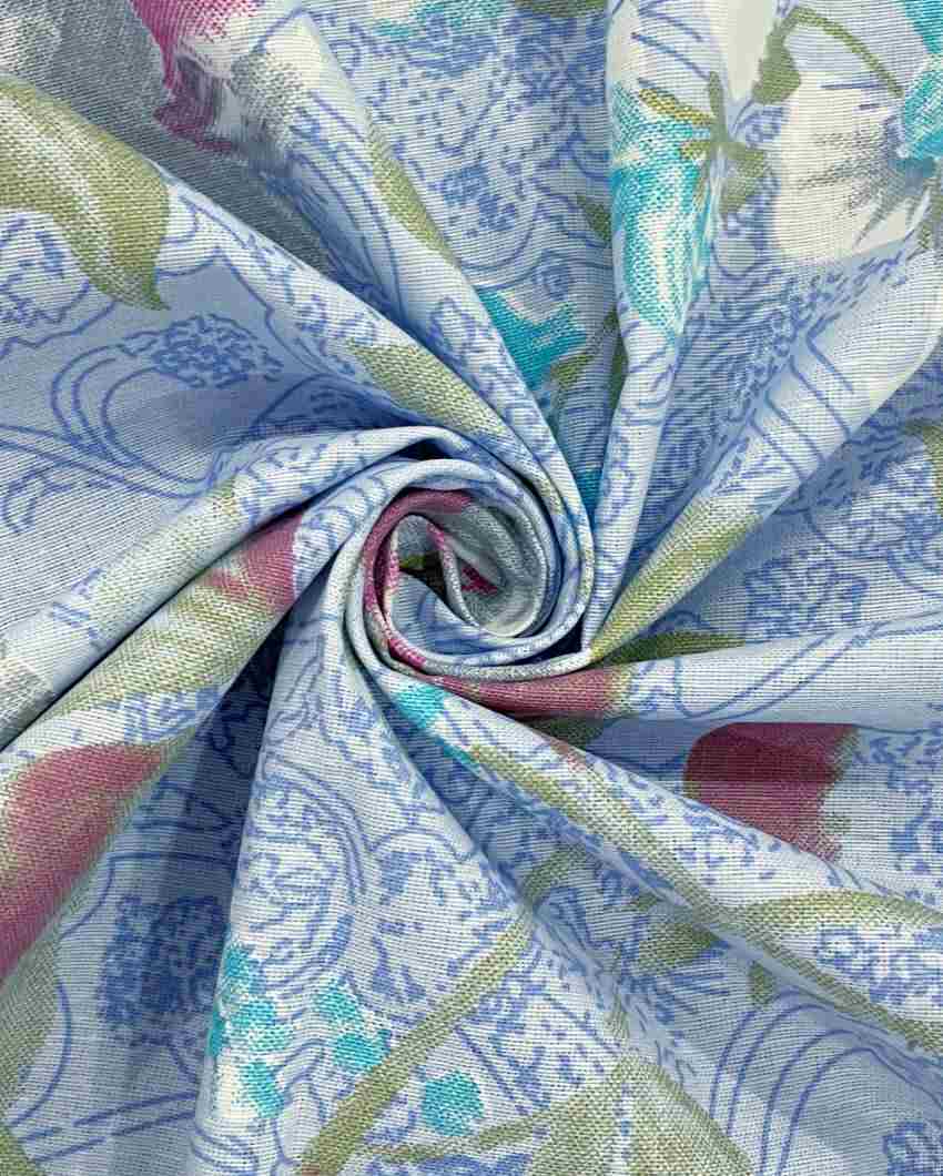 Midas Monalisa Blue Floral Cotton Double Bed Size Quilt | 100 x 90 inches