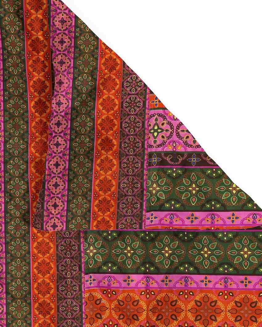 Ethnic Motif Pink Cotton Double Bed Size Quilt | 100 x 90 inches