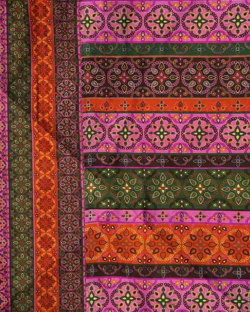 Ethnic Motif Pink Cotton Double Bed Size Quilt | 100 x 90 inches