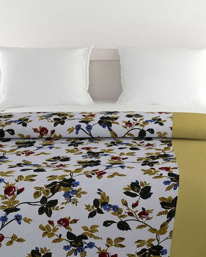 Premium Shades Green Floral Cotton Double Bed Size Quilt | 100 x 90 inches