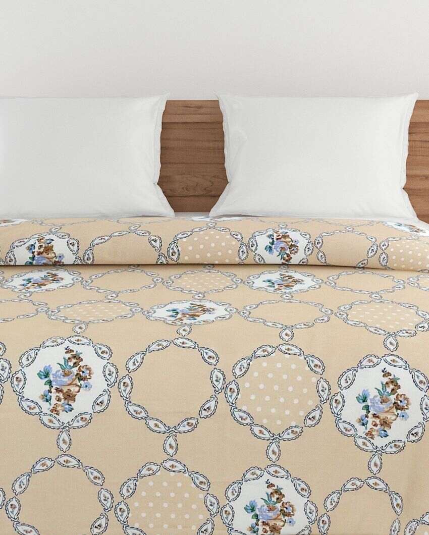 Sparkle Motif Roto Double Bed Size Cotton Quilt | 100 x 90 inches