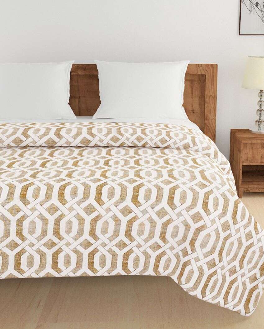 Sparkle Geometric Roto Brown Double Bed Cotton Quilt | 100 x 90 inches