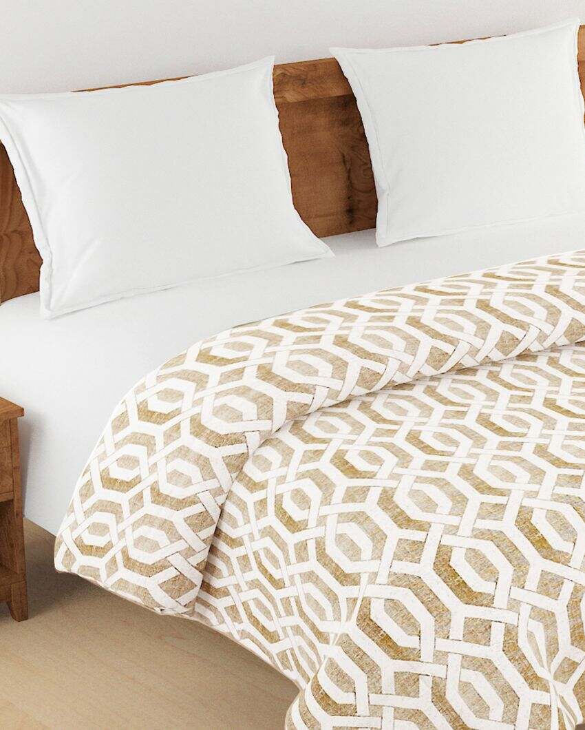 Sparkle Geometric Roto Brown Double Bed Cotton Quilt | 100 x 90 inches