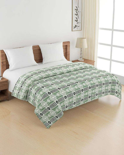 Veda Motif Cotton Double Bed Size Quilt | 100 x 90 inches