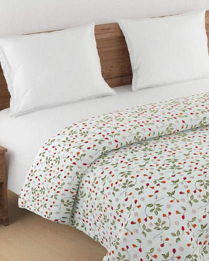 Modern Veda Floral Cotton Double Bed Size Quilt | 100 x 90 inches