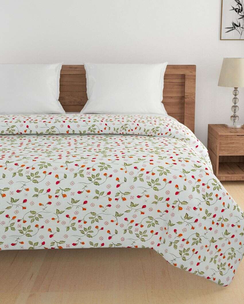 Modern Veda Floral Cotton Double Bed Size Quilt | 100 x 90 inches