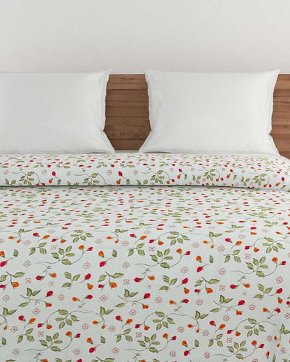 Modern Veda Floral Cotton Double Bed Size Quilt | 100 x 90 inches