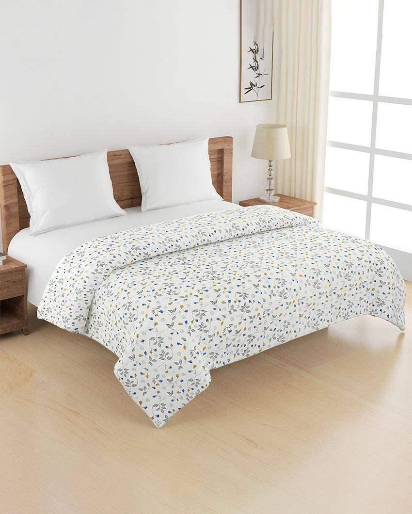 Modern Veda Floral Cotton Double Bed Size Quilt | 100 x 90 inches