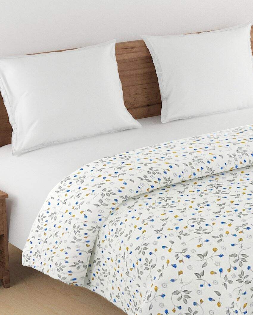 Modern Veda Floral Cotton Double Bed Size Quilt | 100 x 90 inches