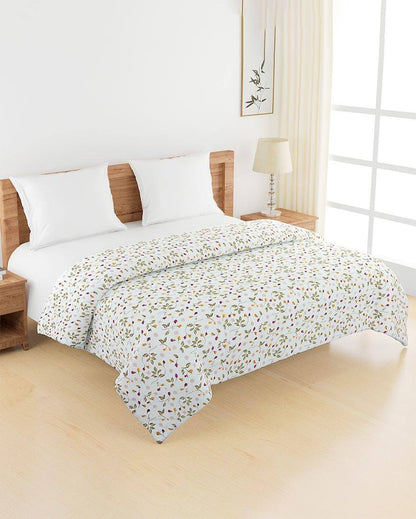 Modern Veda Floral Cotton Double Bed Size Quilt | 100 x 90 inches