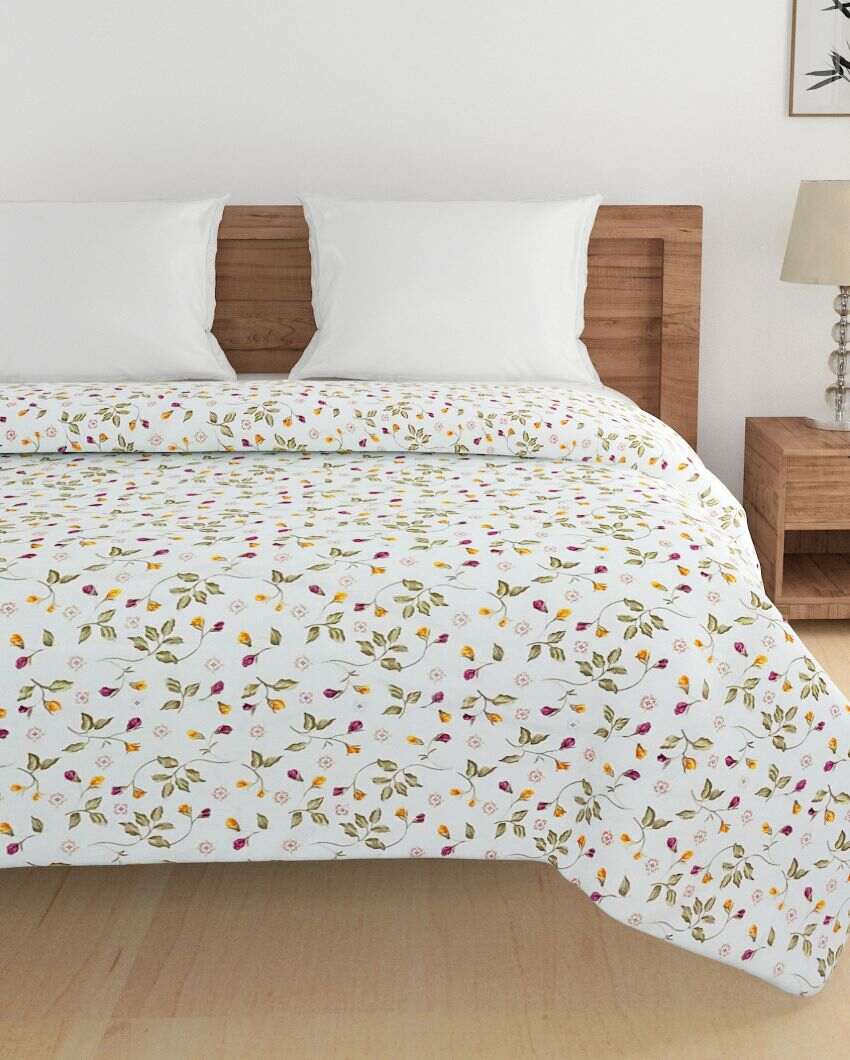 Modern Veda Floral Cotton Double Bed Size Quilt | 100 x 90 inches