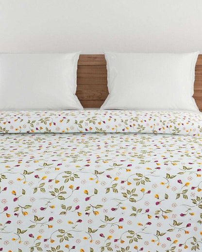 Modern Veda Floral Cotton Double Bed Size Quilt | 100 x 90 inches