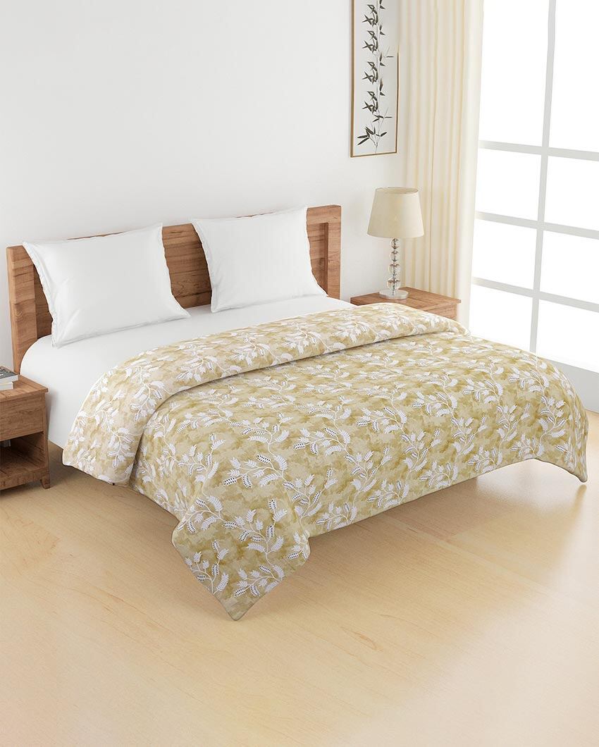 Veda Stylish Leaf Cotton Double Bed Size Quilt | 100 x 90 inches