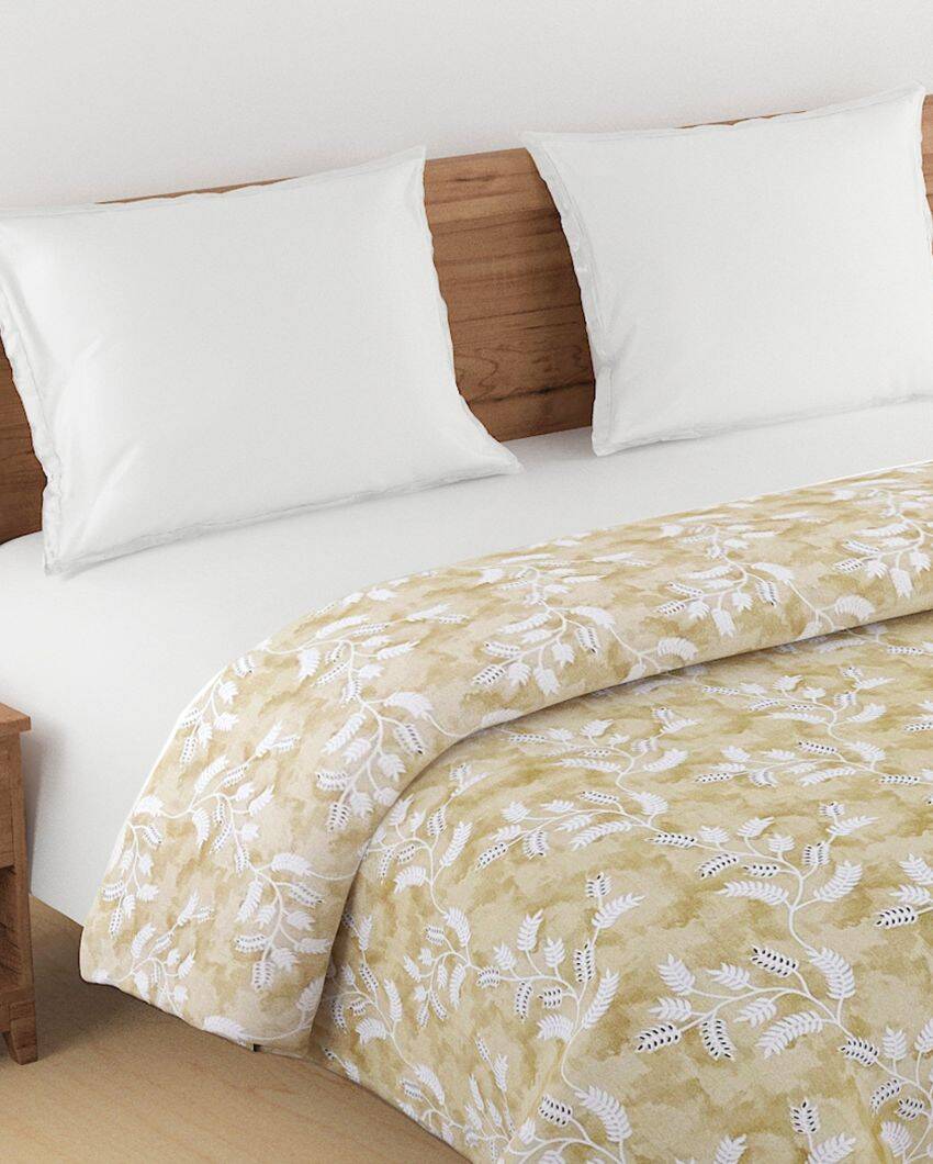 Veda Stylish Leaf Cotton Double Bed Size Quilt | 100 x 90 inches