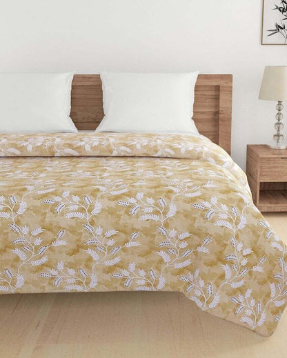 Veda Stylish Leaf Cotton Double Bed Size Quilt | 100 x 90 inches