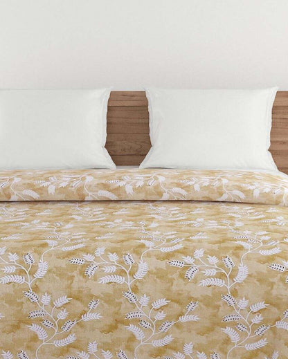 Veda Stylish Leaf Cotton Double Bed Size Quilt | 100 x 90 inches