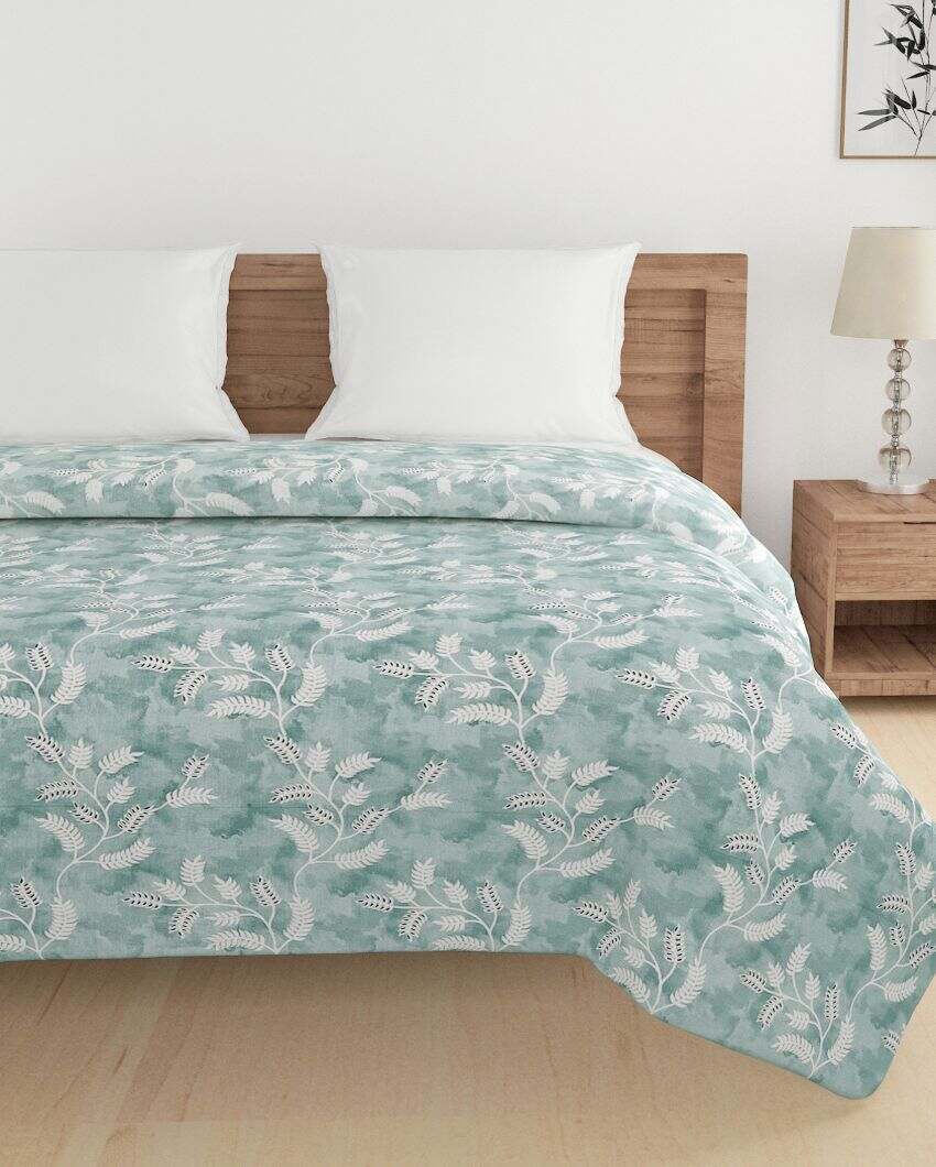 Veda Stylish Leaf Cotton Double Bed Size Quilt | 100 x 90 inches