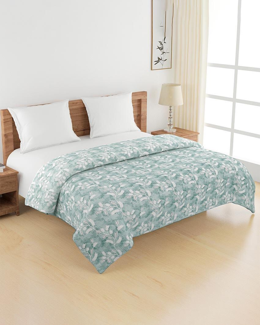 Veda Stylish Leaf Cotton Double Bed Size Quilt | 100 x 90 inches