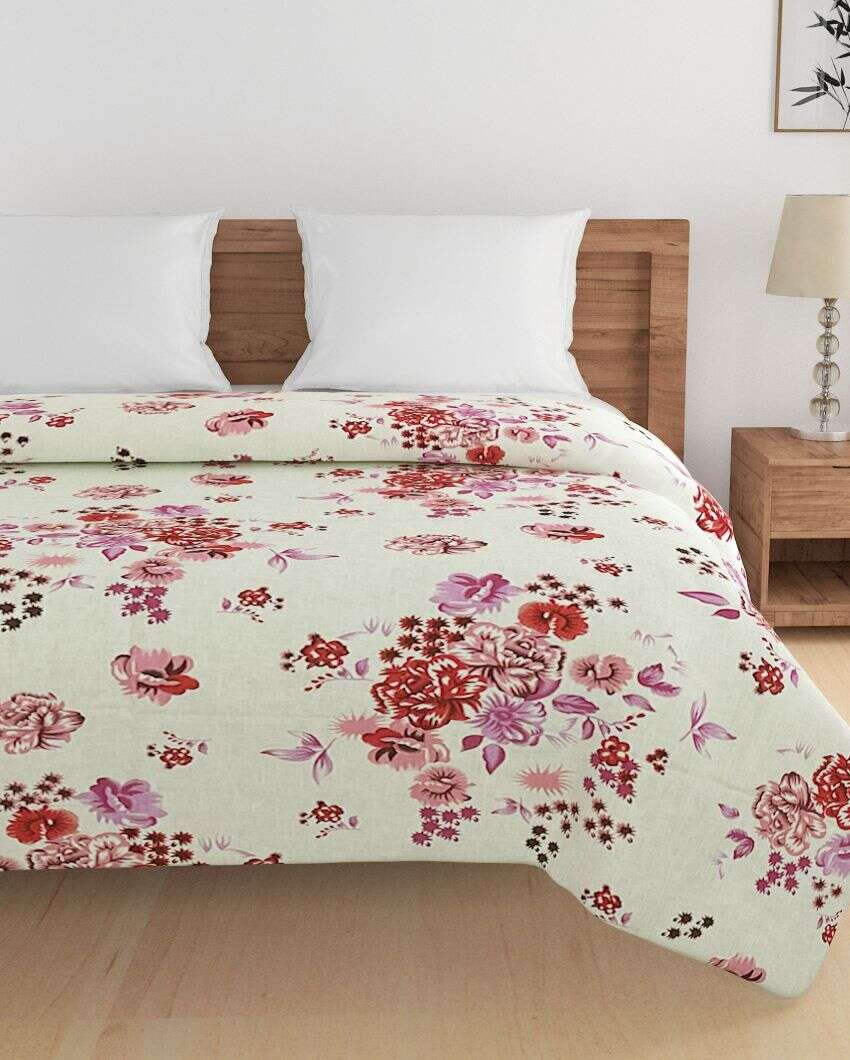 Veda Floral Cotton Double Bed Size Quilt | 100 x 90 inches