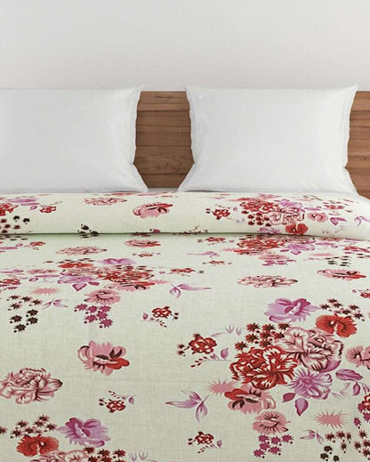 Veda Floral Cotton Double Bed Size Quilt | 100 x 90 inches