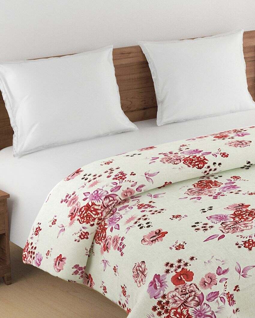 Veda Floral Cotton Double Bed Size Quilt | 100 x 90 inches