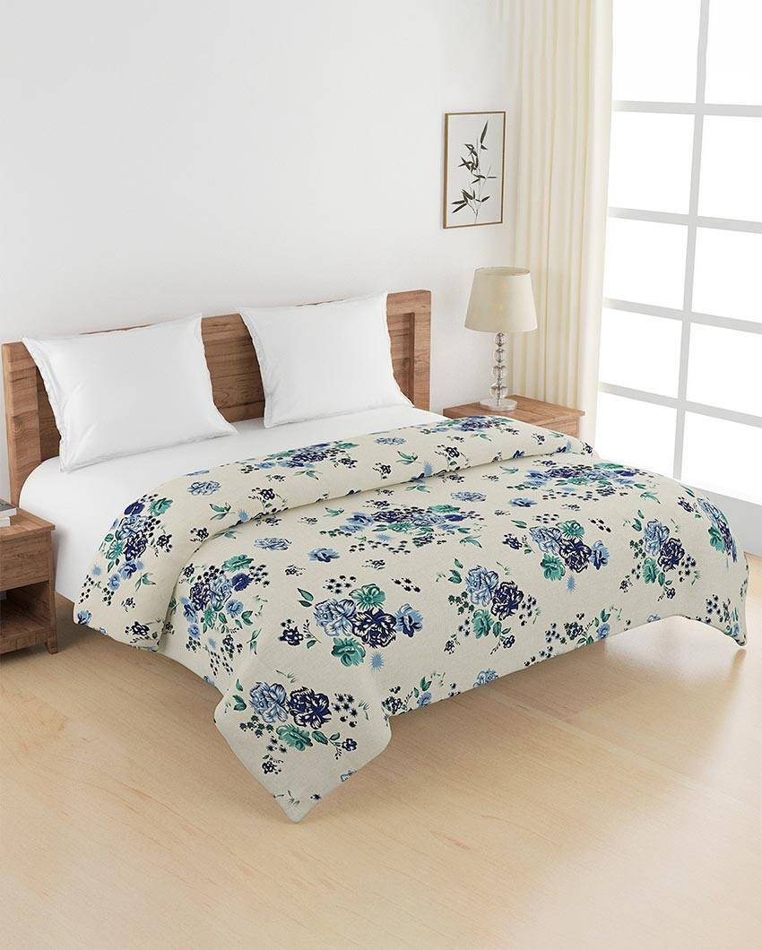 Veda Floral Cotton Double Bed Size Quilt | 100 x 90 inches