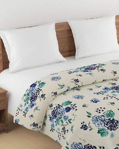 Veda Floral Cotton Double Bed Size Quilt | 100 x 90 inches