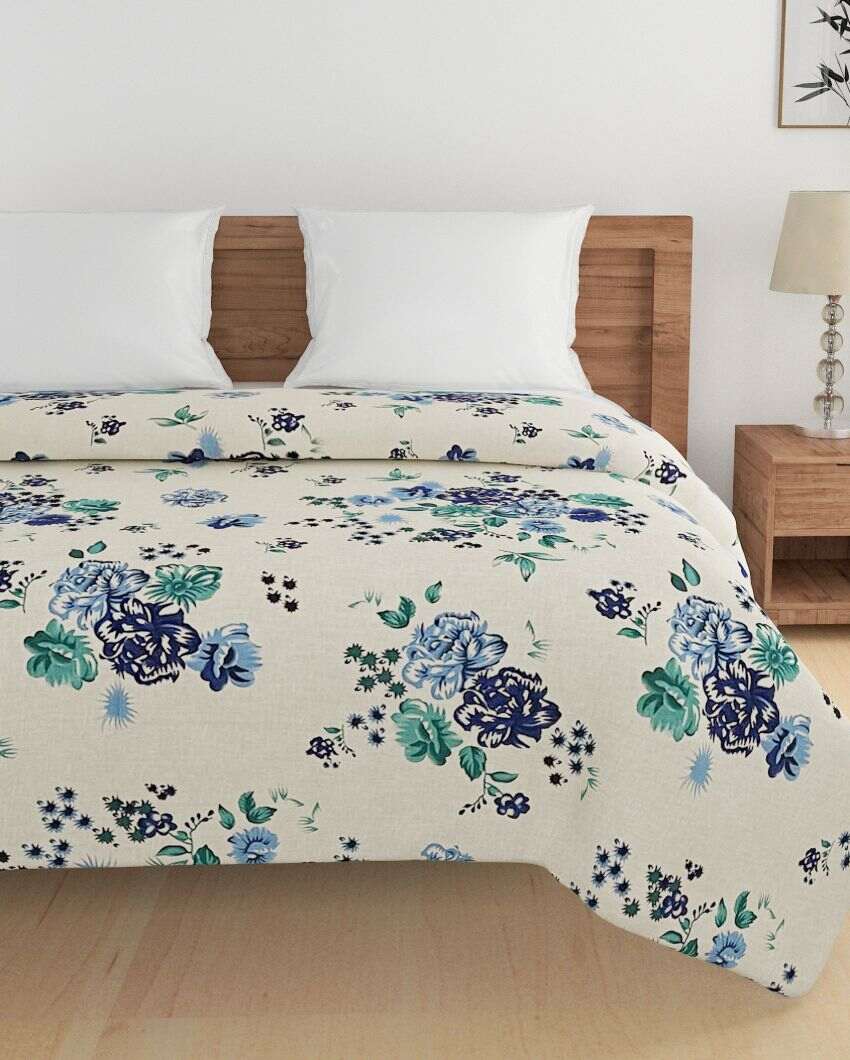 Veda Floral Cotton Double Bed Size Quilt | 100 x 90 inches