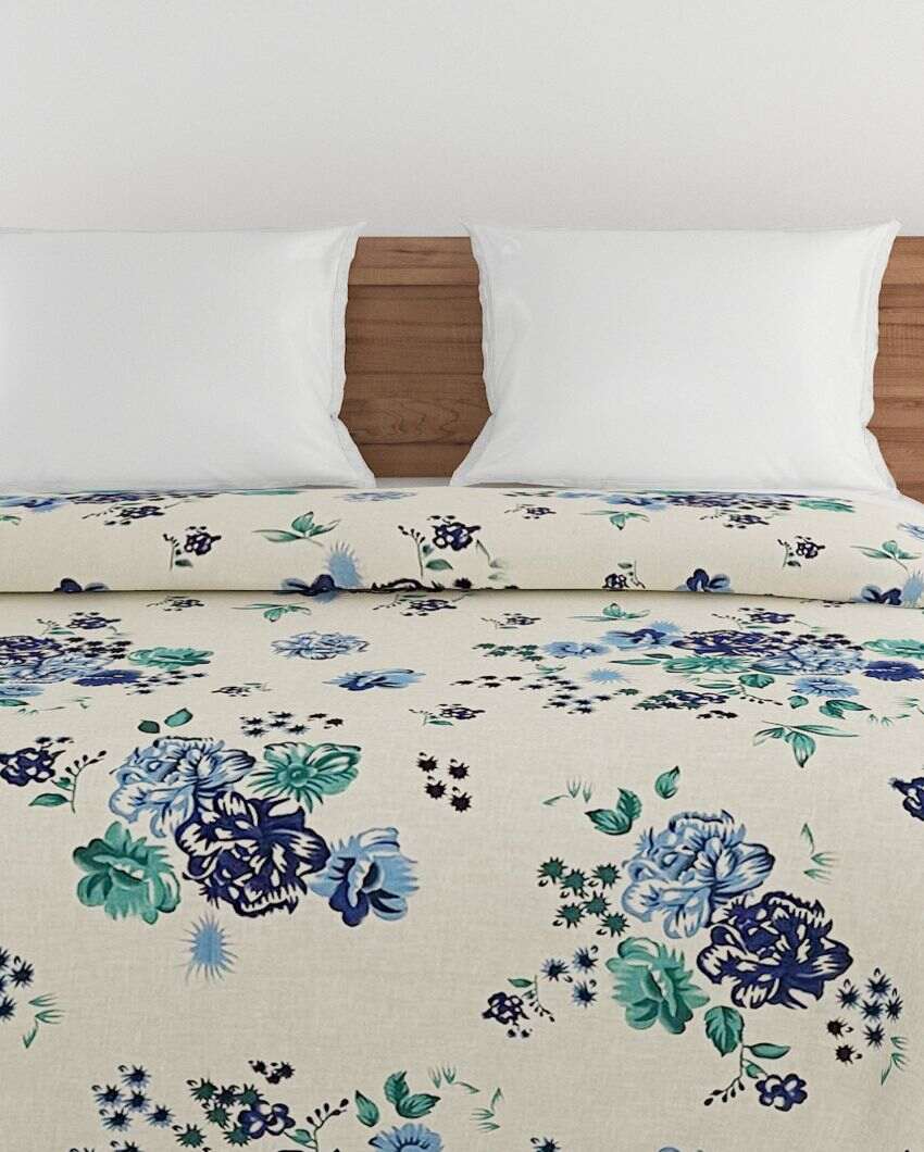 Veda Floral Cotton Double Bed Size Quilt | 100 x 90 inches