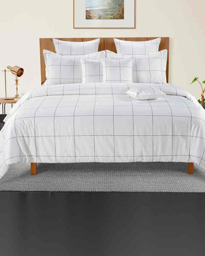 Chic Brayden Gridded Pure Cotton AC Comforter | 108 x 90 inches