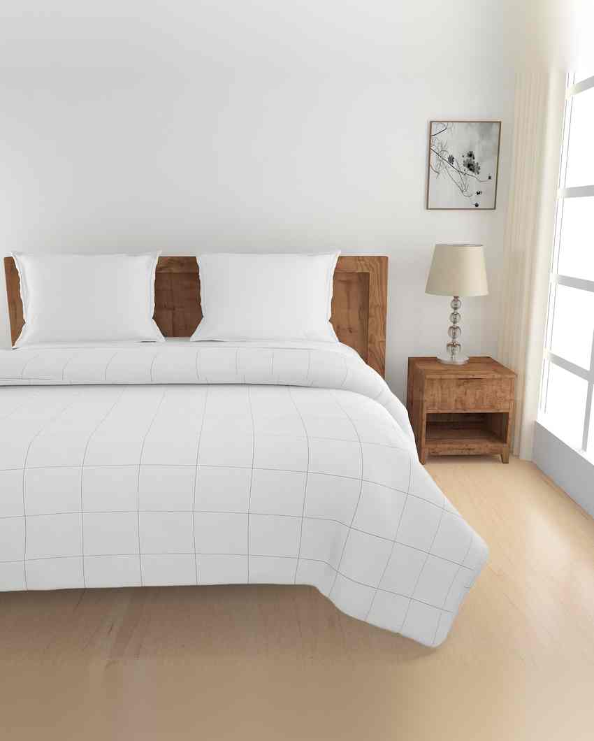 Chic Brayden Gridded Pure Cotton AC Comforter | 108 x 90 inches