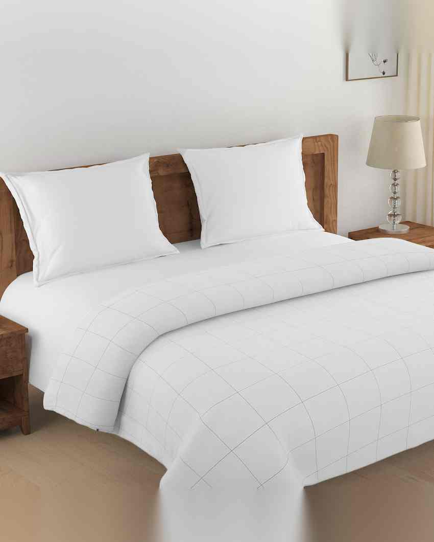 Chic Brayden Gridded Pure Cotton AC Comforter | 108 x 90 inches