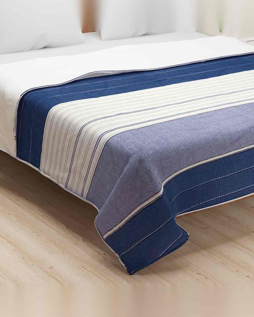 Stylish Striped Pigeon Blue Pure Cotton Dohar | 100 x 90 inches