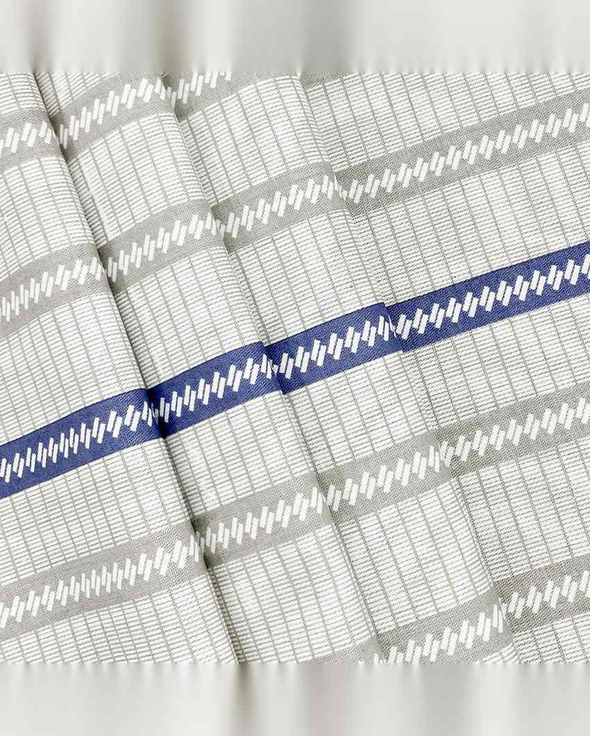 Stylish Striped Pigeon Blue Pure Cotton Dohar | 100 x 90 inches