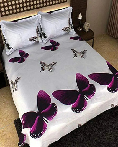 Artistic Print Glace Cotton Double Bedsheet with  Pillow Covers | Queen Size | 90 x 90 inches